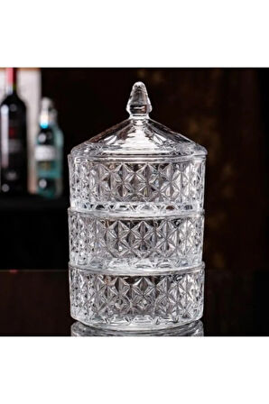 3 Katlı Cam Kurabiyelik -PAK-417