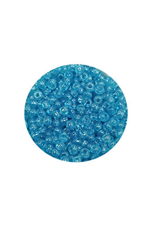Dökme Cam Kum Boncuk (11/0) 2 mm - 20 Gram -  Şeffaf Camgöbeği - BNC023