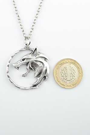 2'li The Witcher Madalyon Erkek Kadın Kolye Seti 925 Ayar Gümüş Kaplama