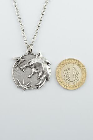 2'li The Witcher Madalyon Erkek Kadın Kolye Seti 925 Ayar Gümüş Kaplama