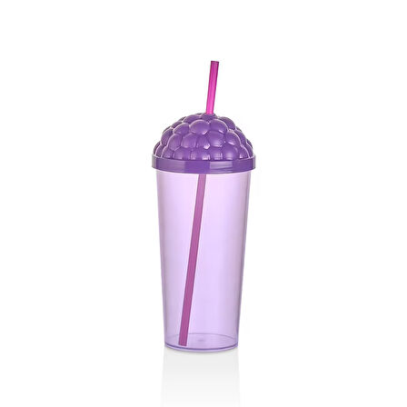 Qlux pipetli bardak 700 ml Böğürtlen Figürlü Bpa içermez Pipetli bardak 