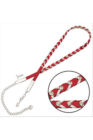 Örgülü Deri Taşlı Kemer