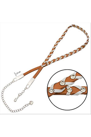 Örgülü Deri Taşlı Kemer