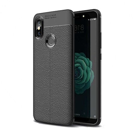 Smcase Xiaomi Mi 8 Deri Dokulu Silikon Kılıf