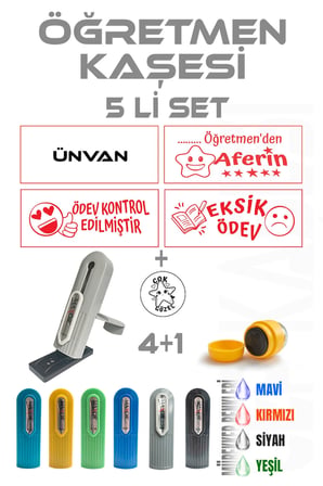 Kendinden Mürekkepli Kaşe Öğretmen Kaşesi Aferin Kaşesi Cep kaşesi 5 Li set