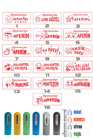 Kendinden Mürekkepli Kaşe Öğretmen Kaşesi Aferin Kaşesi Cep kaşesi 3 lü Set