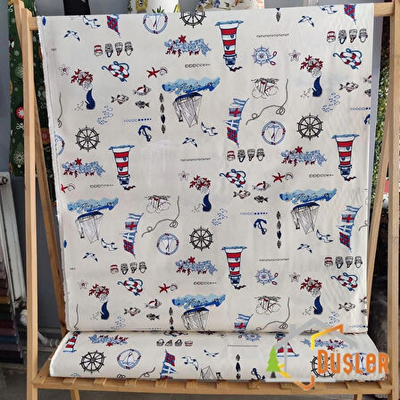 Marin Desenli Su ve Leke İtici Panama Keteni Küçükçalık Premier Duck Kumaş Bezi 100x180