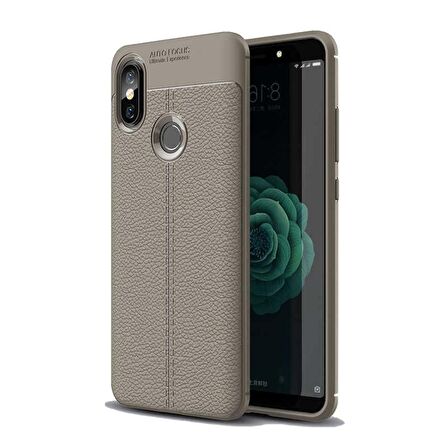 Smcase Xiaomi Mi 8 SE Deri Dokulu Silikon Kılıf  Nano Ekran Koruyucu