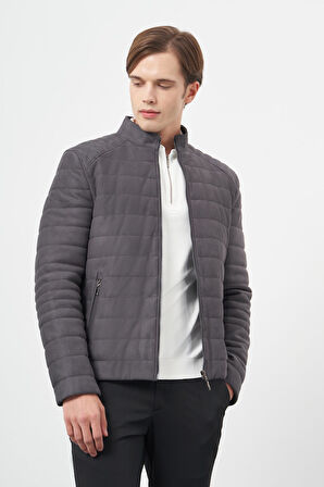 Antrasit Süet Suni Deri Hakim Yaka Düz Yırtmaçsız Tam Astar Slim Fit Casual Deri Mont 1038245150