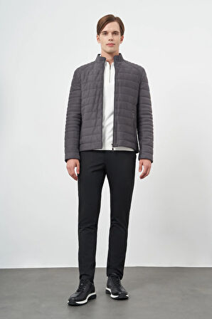 Antrasit Süet Suni Deri Hakim Yaka Düz Yırtmaçsız Tam Astar Slim Fit Casual Deri Mont 1038245150