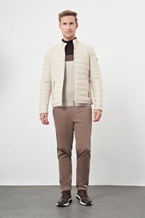 Koyu Bej Suni Deri Hakim Yaka Düz Yırtmaçsız Tam Astar Slim Fit Casual Deri Mont 1038245150