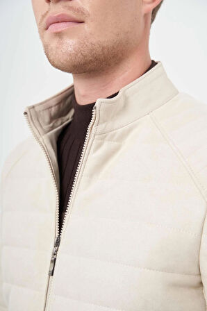 Koyu Bej Suni Deri Hakim Yaka Düz Yırtmaçsız Tam Astar Slim Fit Casual Deri Mont 1038245150