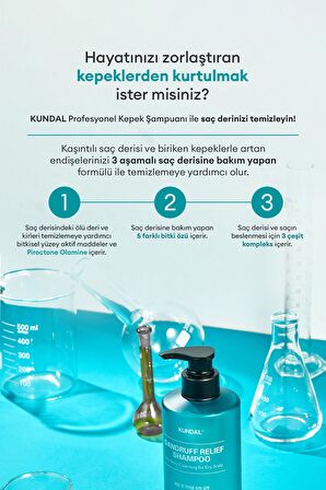 Kepek Karşıtı Bakım Şampuanı %68.5 Daha Az Kepek KUNDAL Dandruff Shampoo 500ml (Apple Green Tea)