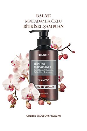 Kırılma Karşıtı, Besleyici Şampuan Kundal Honey & Macadamia Nature Shampoo 500ml (Cherry Blossom)