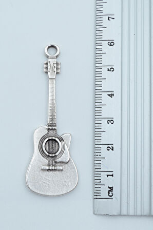 2'li Klasik Akustik Gitar Kulaklık Gümüş Kaplama Kolye Seti