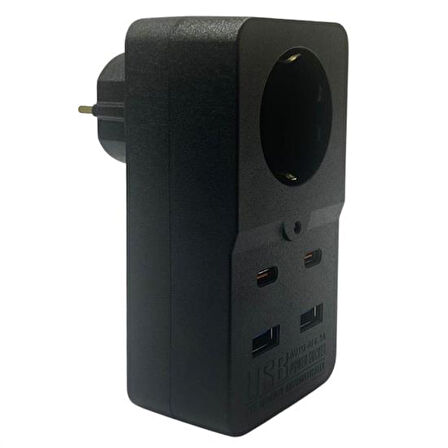 Isıya Dayanıklı Termal Akım Korumalı 1 Priz Girişli 2 USB Girişli 2 TYPE-C Girişli Pirz  GO50606223470