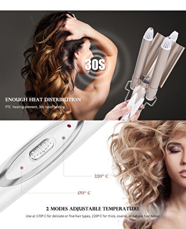 Wag Su Dalgası Saç Maşası 220 Derece 25 Mm Kalın Bukle  GO50606663980