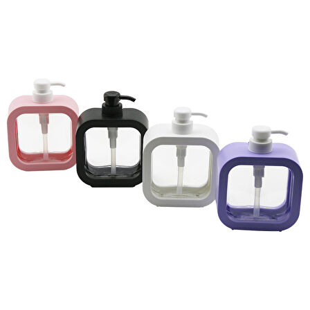 KARE=12.5X12.5CM-D:6CM - OVAL KÖŞELİ SIVI SABUNLUK ŞEFFAF PVC GÖVDE RENKLİ PLS.ÇERÇEVE KİLİTLİ POMPA  GO5060Gok210856
