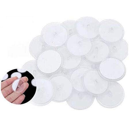 20 Adet Şeffaf Yuvarlak 3 Cm Çaplı Güçlü Disk Yapışkanlar  GO50608305340