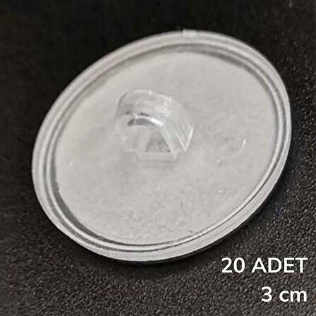 20 Adet Şeffaf Yuvarlak 3 Cm Çaplı Güçlü Disk Yapışkanlar  GO50608305340