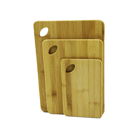 3LÜ SET  AHŞAP BAMBU KESİM PANOSU  YANDAN KULPLU   14X22CM - 21X29CM -  GO5060Gok222729