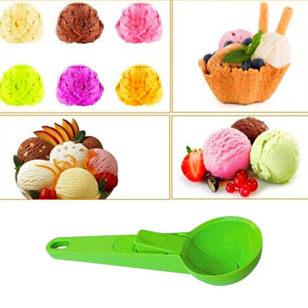 Pratik Mandallı Plastik Dondurma Servis Sunum Kepçesi Kaşığı  GO50603246380