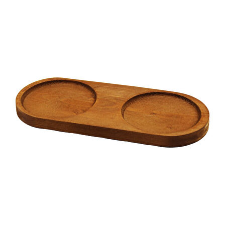 2 BÖLMELİ - OVAL   KOYU RENK=KAHVERENGİ  AHŞAP YAĞDANLIK ALTLIK  27X12.5CM  GO5060Gok223042