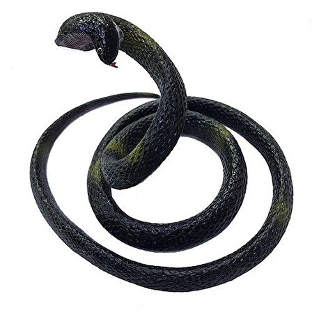 Siyah Renk Gerçekçi Kobra Model Silikon Yumuşak Yılan 80 cm  GO50604808410