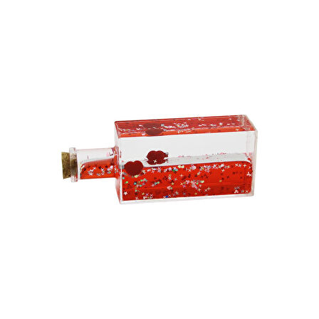 KIRMIZI SU KALP - YILDIZ DİKDÖRTGEN MİKA ŞİŞE YÜZEN BATMAYAN DEKORATİF BİBLO AKVARYUM4.2X6.4X17CM (5060)