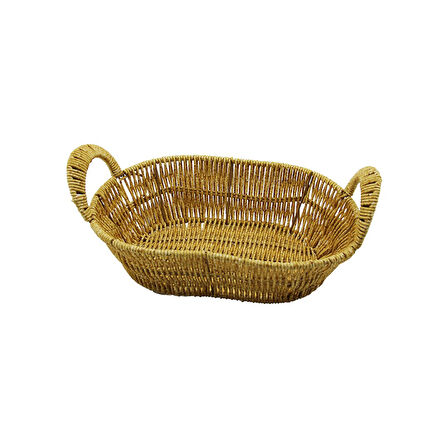 OVAL PLASTİK HASIR EKMEK - ÇOK AMAÇLI SEPET KULPLU - METAL İSKELET TABAN:14X21- AĞIZ:19X27CM D:7.5CM (5060)