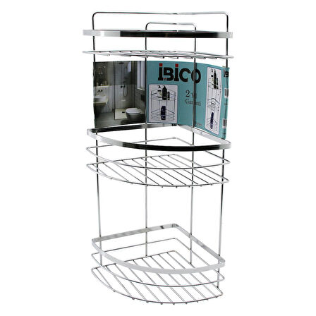 LAMALI   3 KATLI - ÜÇGEN   KROM   METAL  BANYO KÖŞELİK - DUŞKABİN RAF (5060)