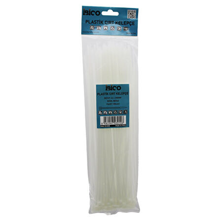 100PCS BEYAZ   3.6X300MM  PLASTİK CIRT KELEPÇE (5060)