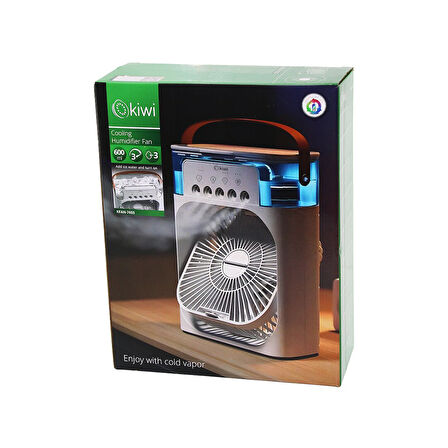 KİWİ KFAN-7655 3İN1=SOĞUK BUHARLI NEMLENDİRME - USB FAN - GECE LAMBA60°MASA ÜSTÜVANTİLATÖR 600ML3KDM HIZ (5060)