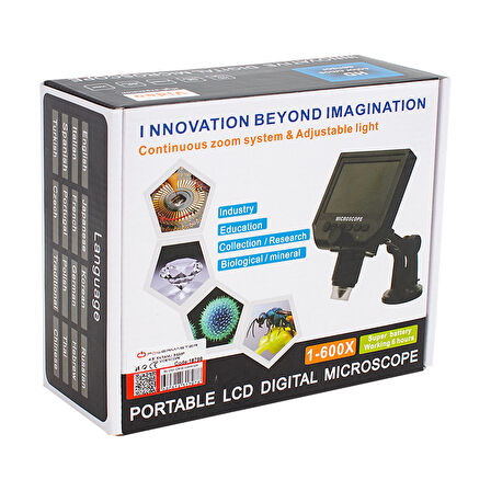 4.3 LCD DIGITAL EKRANLI 3.6 MP HD TAŞINABİLİR MİKROSKOP (1-600X ZOOM-LİTYUM PİLLİ) (5060)