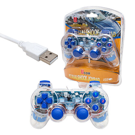 UCOM-704 DOUBLE SHOCK ŞEFFAF JOYPAD OYUN KOLU (5060)