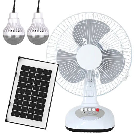 3 KADEMELİ FAN VANTİLATÖR AMPUL - LEDLİ - SOLARLI POWERBANK (5060)