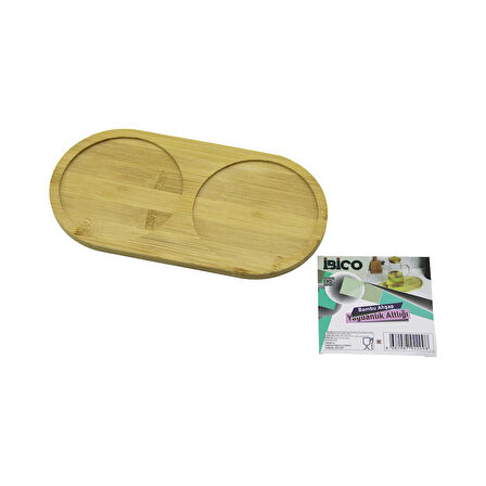 2 BÖLMELİ OVAL AHŞAP BAMBU YAĞDANLIK ALTLIK MİNİ TEPSİ 12 X 23.4 X 0.8CM (5060)