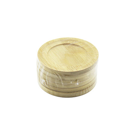 YUVARLAK= ÇAP: 9.7CM 6PCS BAMBU - AHŞAP ÇAY TABAK (5060)