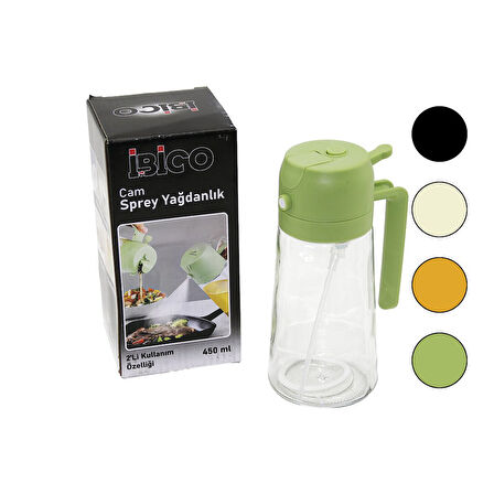 2İN1=SPREYLİ - AKITMALI CAM YAĞDANLIK 450ML KİLİTLİ KAPAKLI - SÜRAHİ MODELİ (5060)