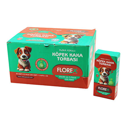 KÖPEK - EVCİL HAYVAN   KAKA TORBASI   5 RULO X 20PCS = 100 ADET   PUDRA KOKULU   25X35CM (5060)