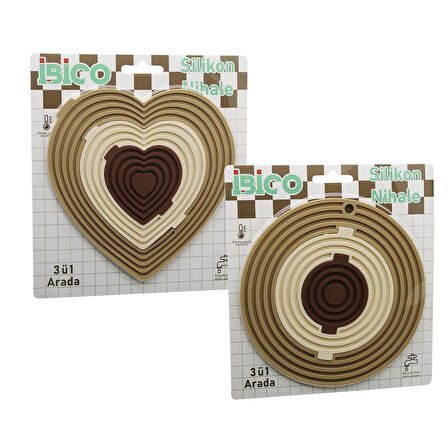 3İN1= BÜTÜN - 3 BOYA AYRILIR   SİLİKON  MAT - NİHALE  KALPLİ=7.7-12.5-19CM   YUVARLAK=7-12.5-19.5CM (5060)