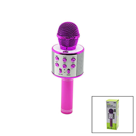 WİRELESS MİKROFON KARAOKE - HOPARLÖR USB ŞARJLI USB - TF - AUX RENKLİ KROM KAPLAMA PİL:800mAh - DC 5V BLS-25 (5060)