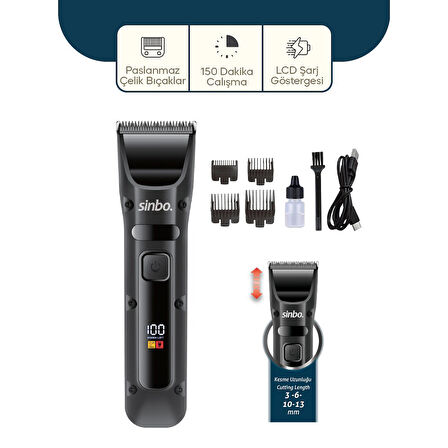 USB ŞARJLI - LCD GÖSTERGELİ SAÇ - SAKAL KESME TRAŞ MAKİNESİ SHC-1911 (5060)