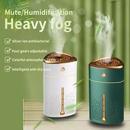 1000 ML Ultrasonik Hava Nemlendirici Işıklı Buhar Makinesi Ve Aroma Difüzörü (5060)