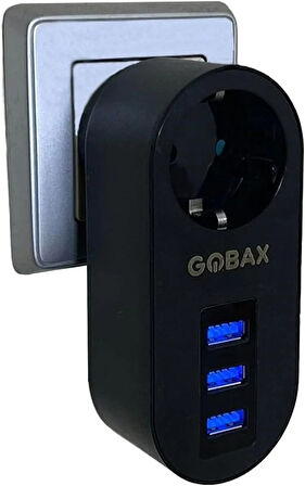 Gobax Termal Akım Korumalı Akıllı Priz 3xusb Li, Çocuk Korumalı, Led Işıklı, Yüksek Isıya Dayanıklı (5060)