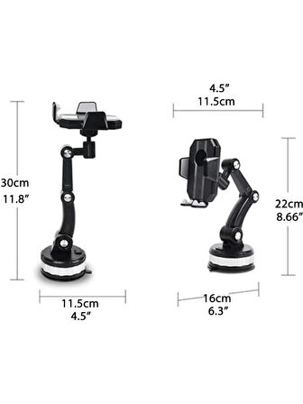 360 Derece Dönebilen Ayarlanabilir Araç Içi Vantuzlu Telefon Tutucu (5060)