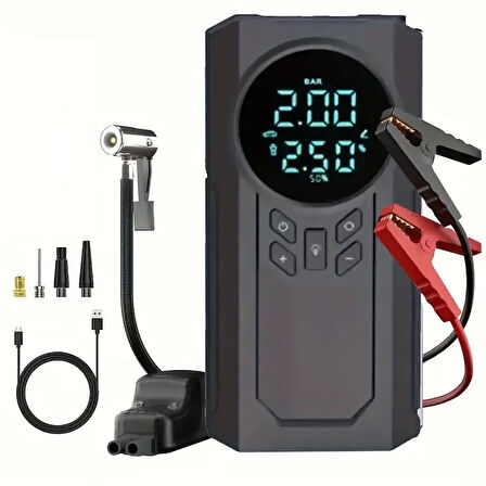 4’ü 1 Arada Lastik Şişirici – Akü Takviyesi – Powerbank – Led Işık (5060)