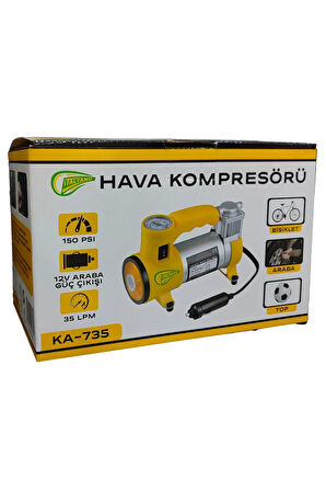Elektrikli Araba Lastik Şişirme / 150 PSI - 12V / Taşınabilir Metal Hava Kompresörü (5060)