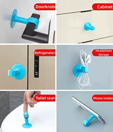 Vantuzlu Geçmeli Kapı Kolu Stoper 4lü Set Beyaz (5060)