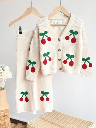 Cimcimkids Kiraz Nakışlı Triko Takım